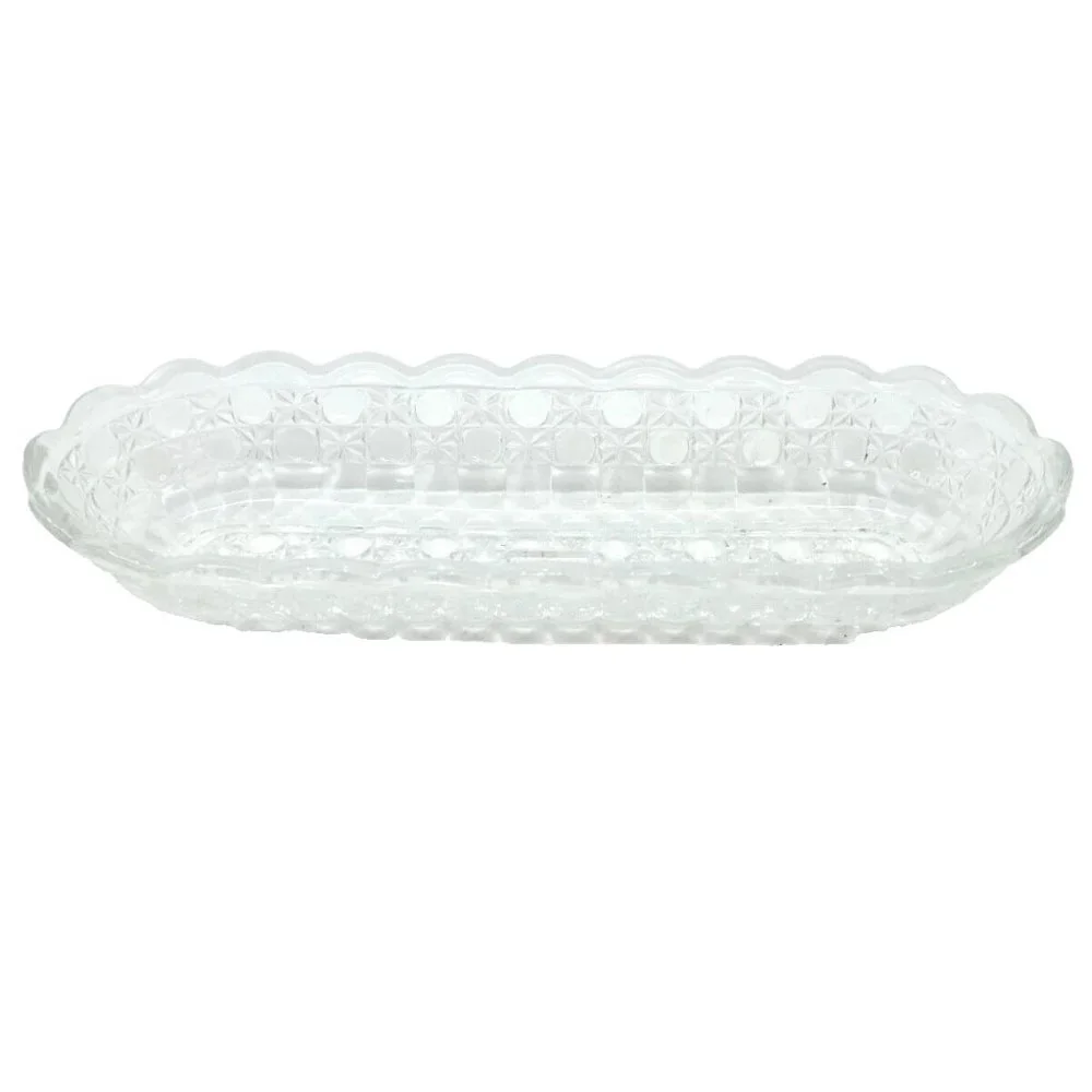 VINTAGE USA 70s Avon Glassware, OBLONG CRYSTAL~ CELERY CONDIMENTS SERVING DISH
